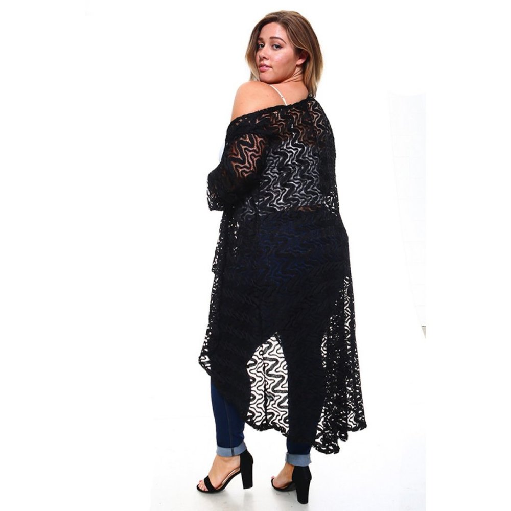 1x-6x PLUS Size Long Elegant Lace Cardigan - NEW - Picture 5 of 6